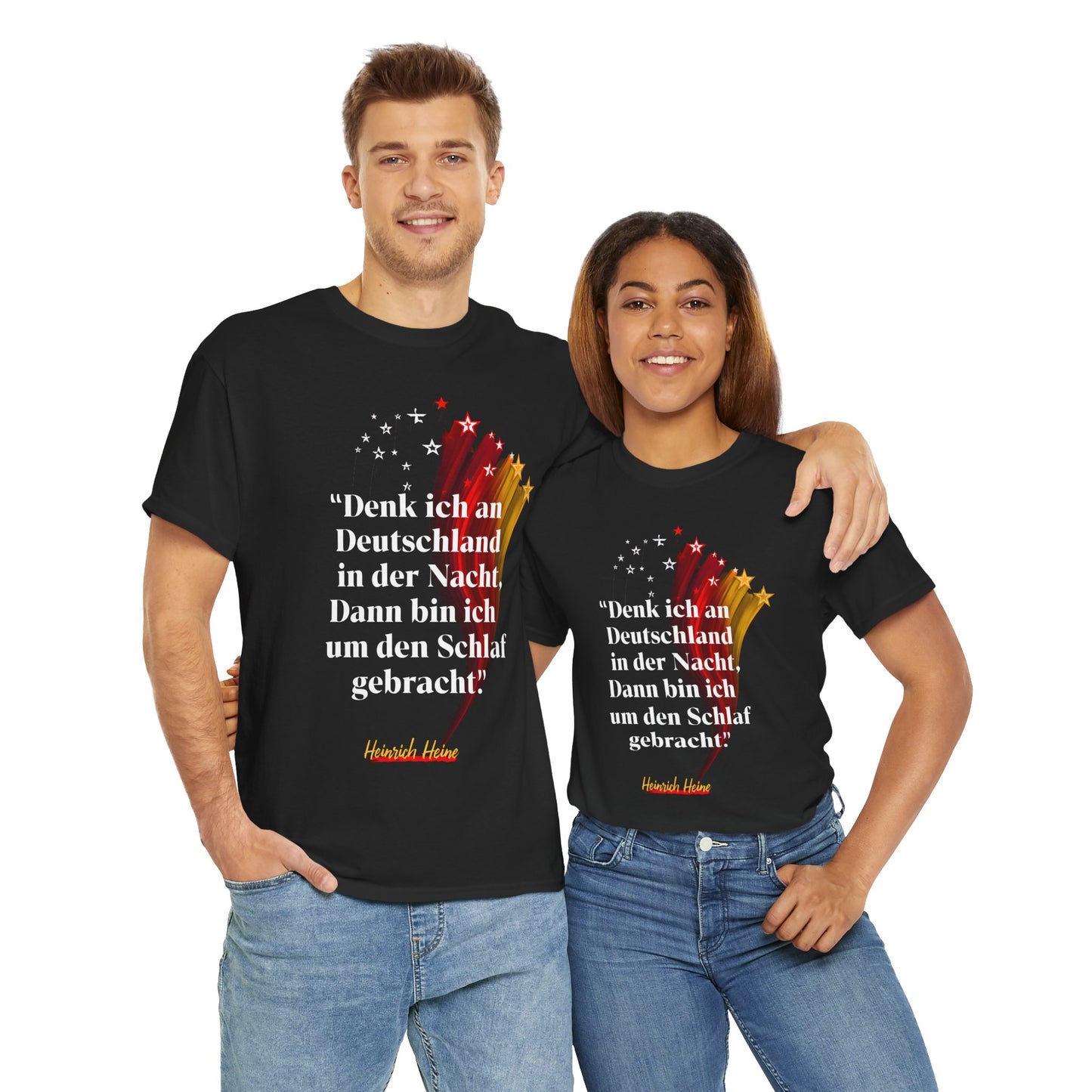 Unisex-T-Shirt aus Baumwolle - Heinrich Heine | Denk ich an Deutschland in der Nacht