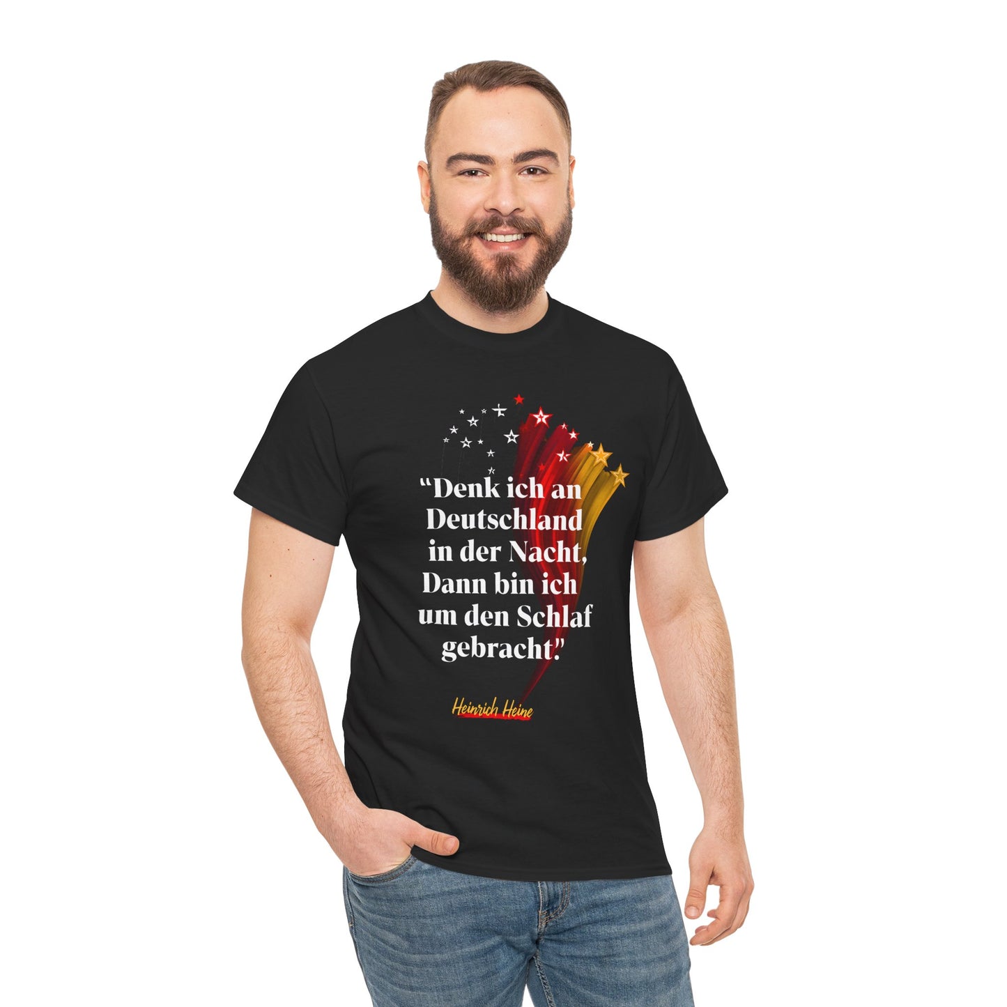 Unisex-T-Shirt aus Baumwolle - Heinrich Heine | Denk ich an Deutschland in der Nacht