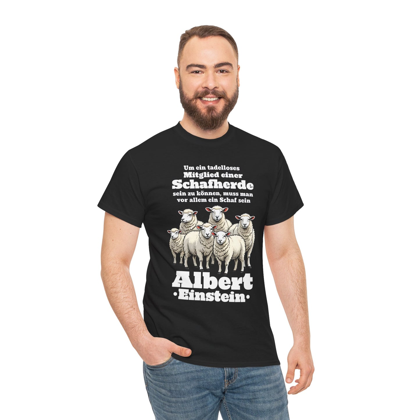 Unisex-T-Shirt aus Baumwolle - Albert Einstein | Schafherde