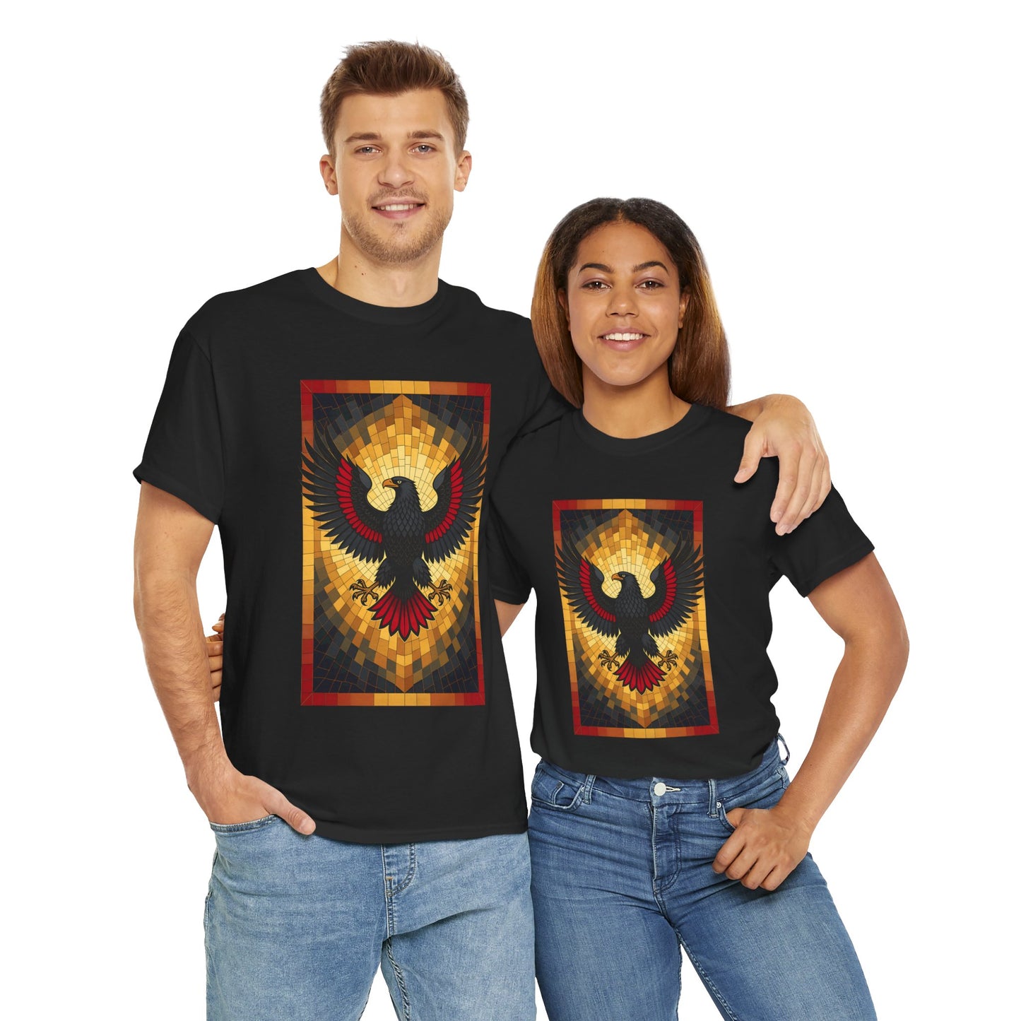 Unisex-T-Shirt aus Baumwolle - Mosaik-Adler