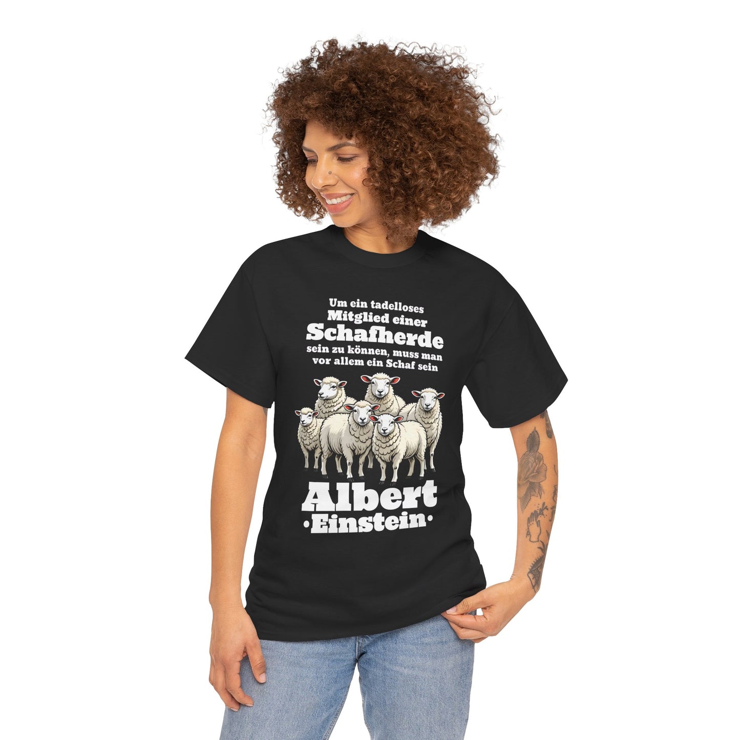 Unisex-T-Shirt aus Baumwolle - Albert Einstein | Schafherde