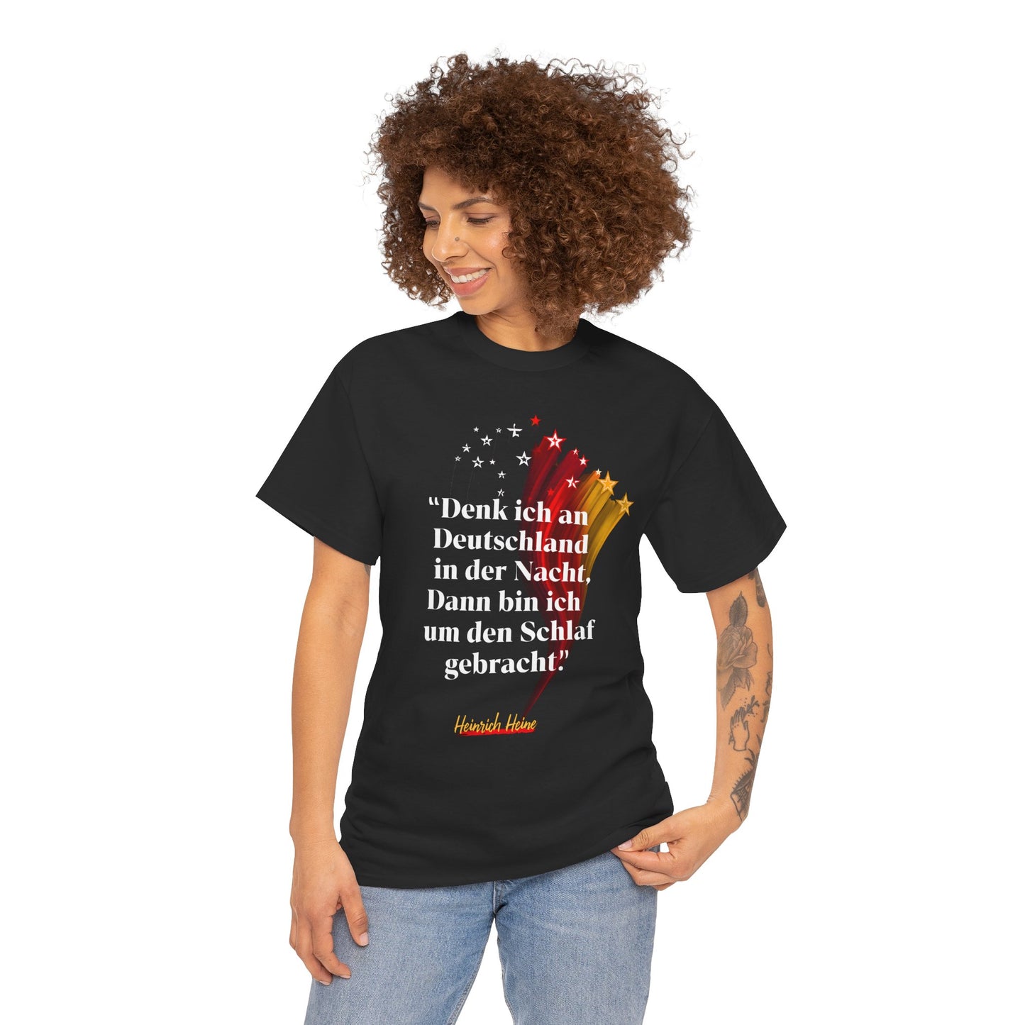 Unisex-T-Shirt aus Baumwolle - Heinrich Heine | Denk ich an Deutschland in der Nacht