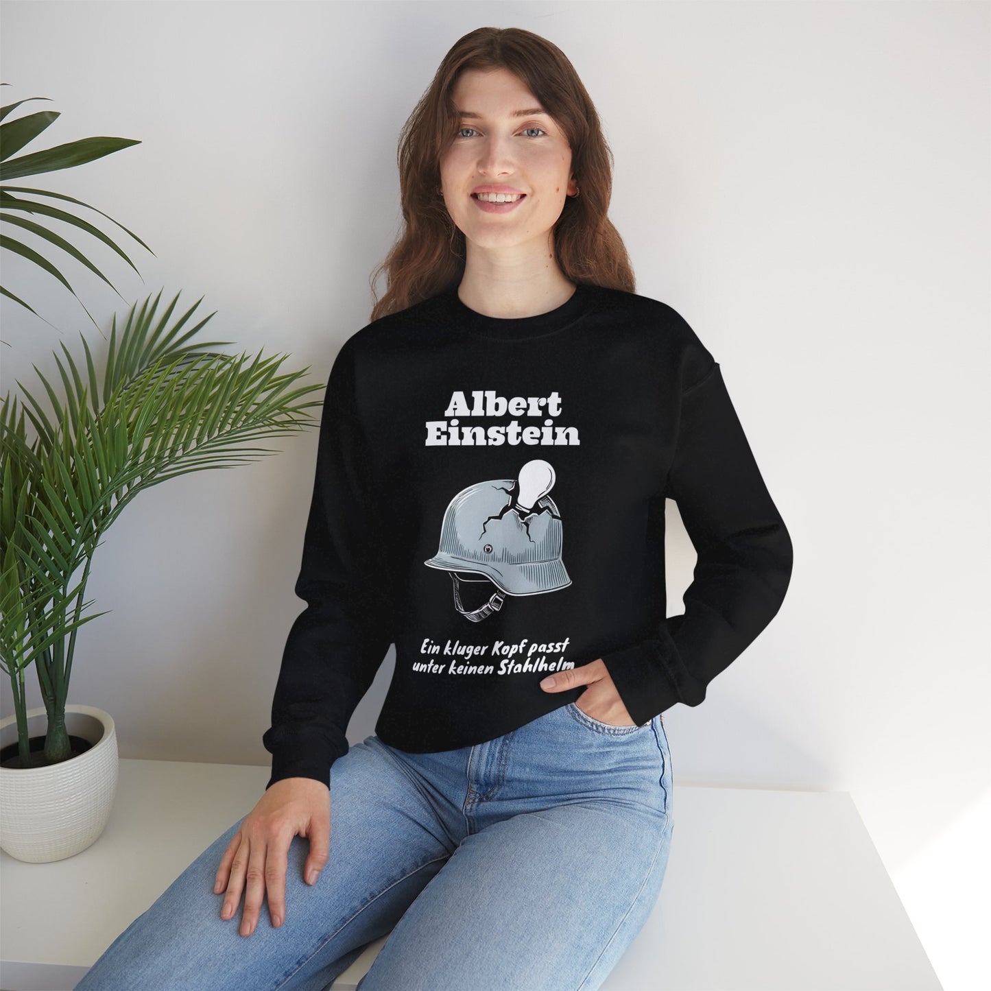 Unisex Heavy Blend™ Rundhals-Sweatshirt - Albert Einstein | Stahlhelm