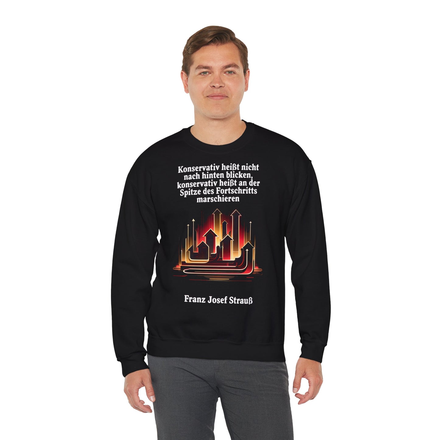 Unisex Heavy Blend™ Rundhals-Sweatshirt - Franz Josef Strauß | Spitze des Fortschritts