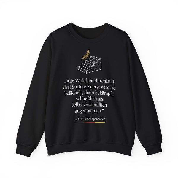 Unisex Heavy Blend™ Rundhals-Sweatshirt - Arthur Schopenhauer | Eine Wahrheit durchläuft drei Stufen