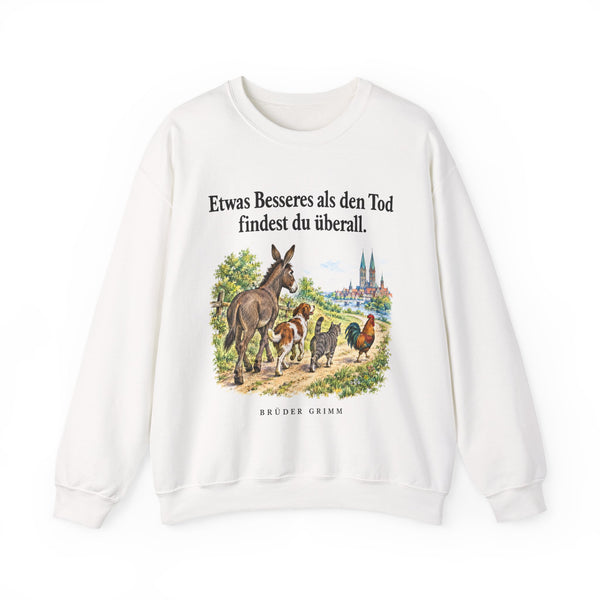 Brüder Grimm: „Etwas Besseres als den Tod findest du überall“ – Sweatshirt in Weiß – Produktfoto