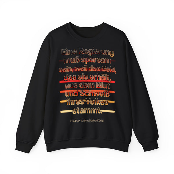 Unisex Heavy Blend™ Rundhals-Sweatshirt - Friedrich II. | Eine Regierung muß sparsam sein