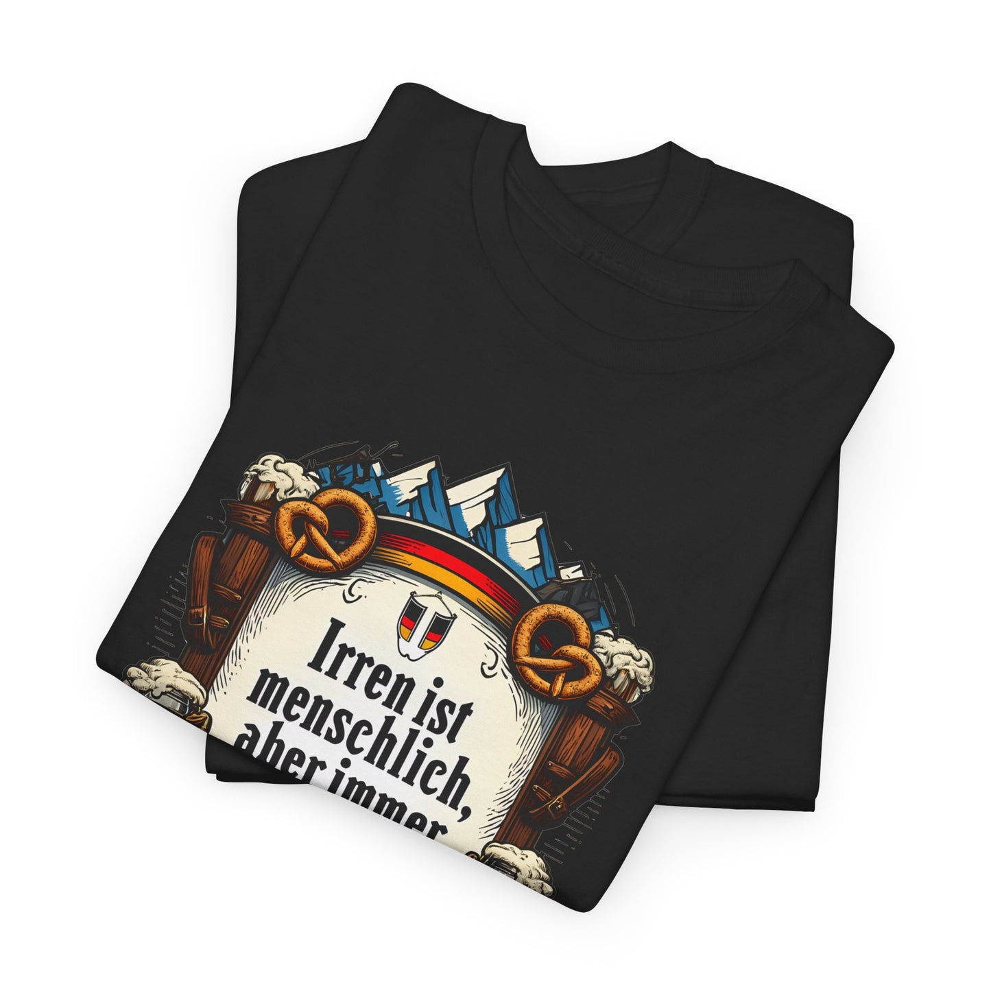 Unisex-T-Shirt aus Baumwolle - Franz Josef Strauß | Zitat: Irren ist menschlich