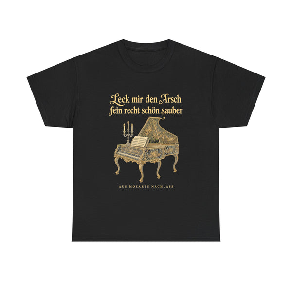 Unisex-T-Shirt aus Baumwolle - Wolfgang Amadeus Mozart | Leck mir den Arsch fein recht schön sauber