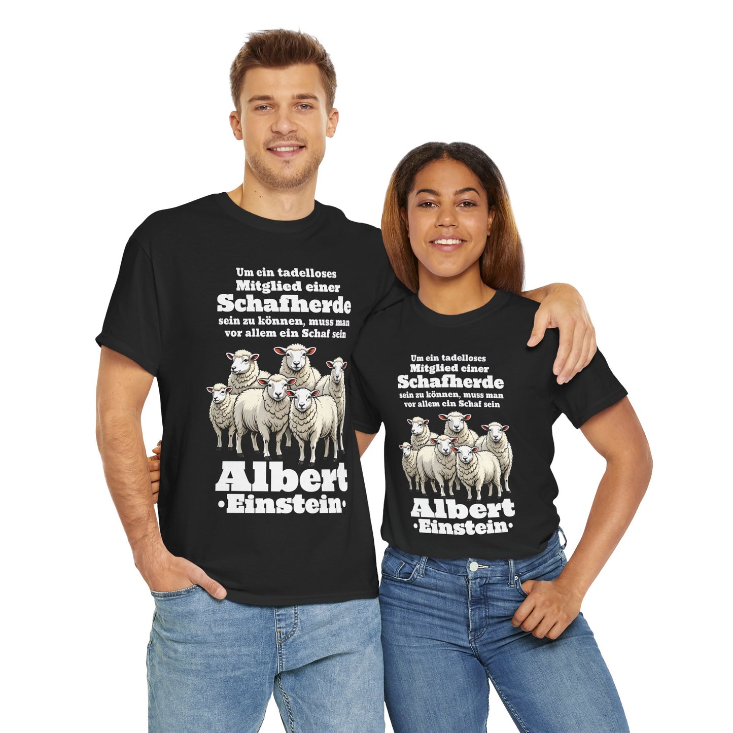 Unisex-T-Shirt aus Baumwolle - Albert Einstein | Schafherde