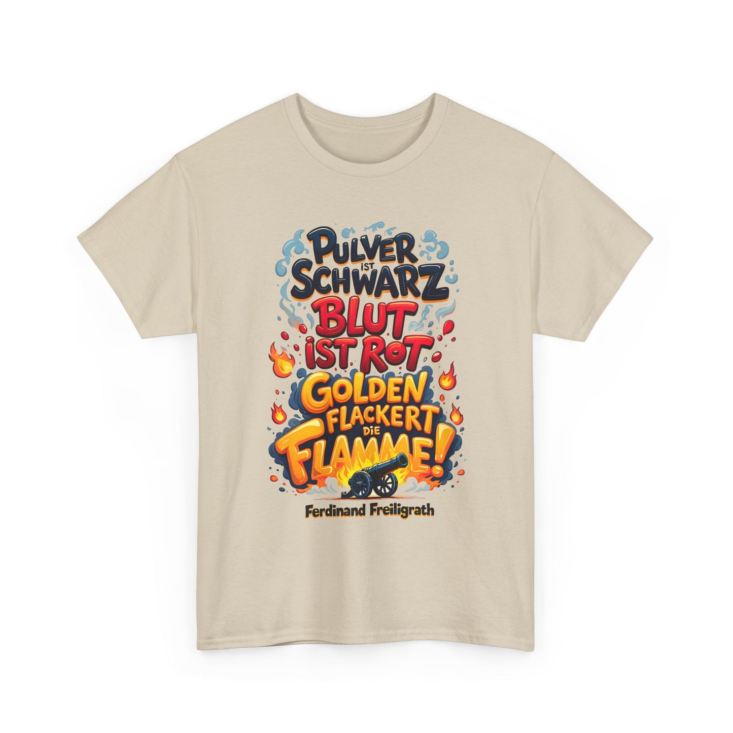 Unisex-T-Shirt aus Baumwolle - Ferdinand Freiligrath | Schwarz, Rot, Gold