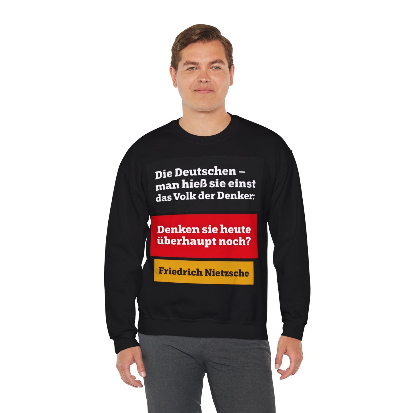 Unisex Heavy Blend™ Rundhals-Sweatshirt - Friedrich Nietzsche | Denken sie überhaupt noch?