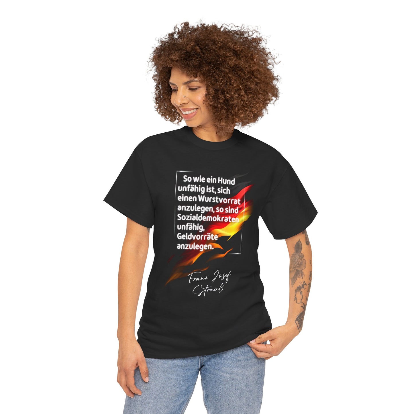 Unisex-T-Shirt aus Baumwolle - Franz Josef Strauß | Zitat: Wurstvorrat