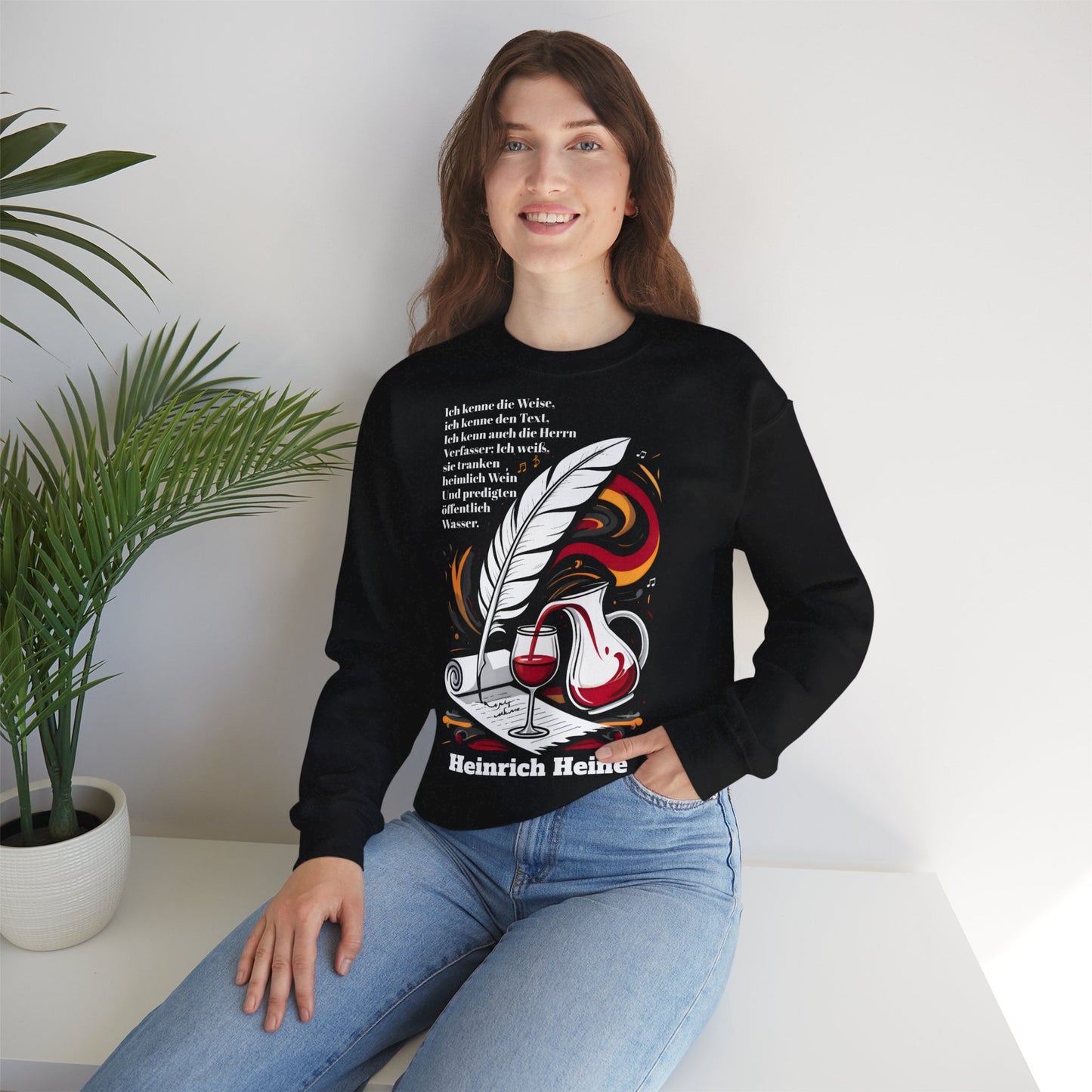 Unisex Heavy Blend™ Rundhals-Sweatshirt - Heinrich Heine | Öffentlich Wasser predigen