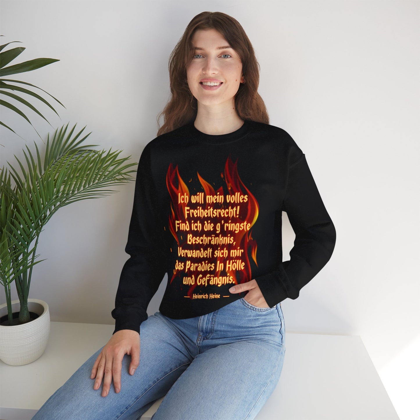 Unisex Heavy Blend™ Rundhals-Sweatshirt - Heinrich Heine | Ich will mein volles Freiheitsrecht!
