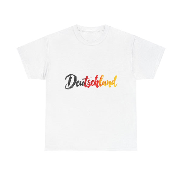 Unisex-T-Shirt aus Baumwolle - Deutschlandflagge | Schriftzug