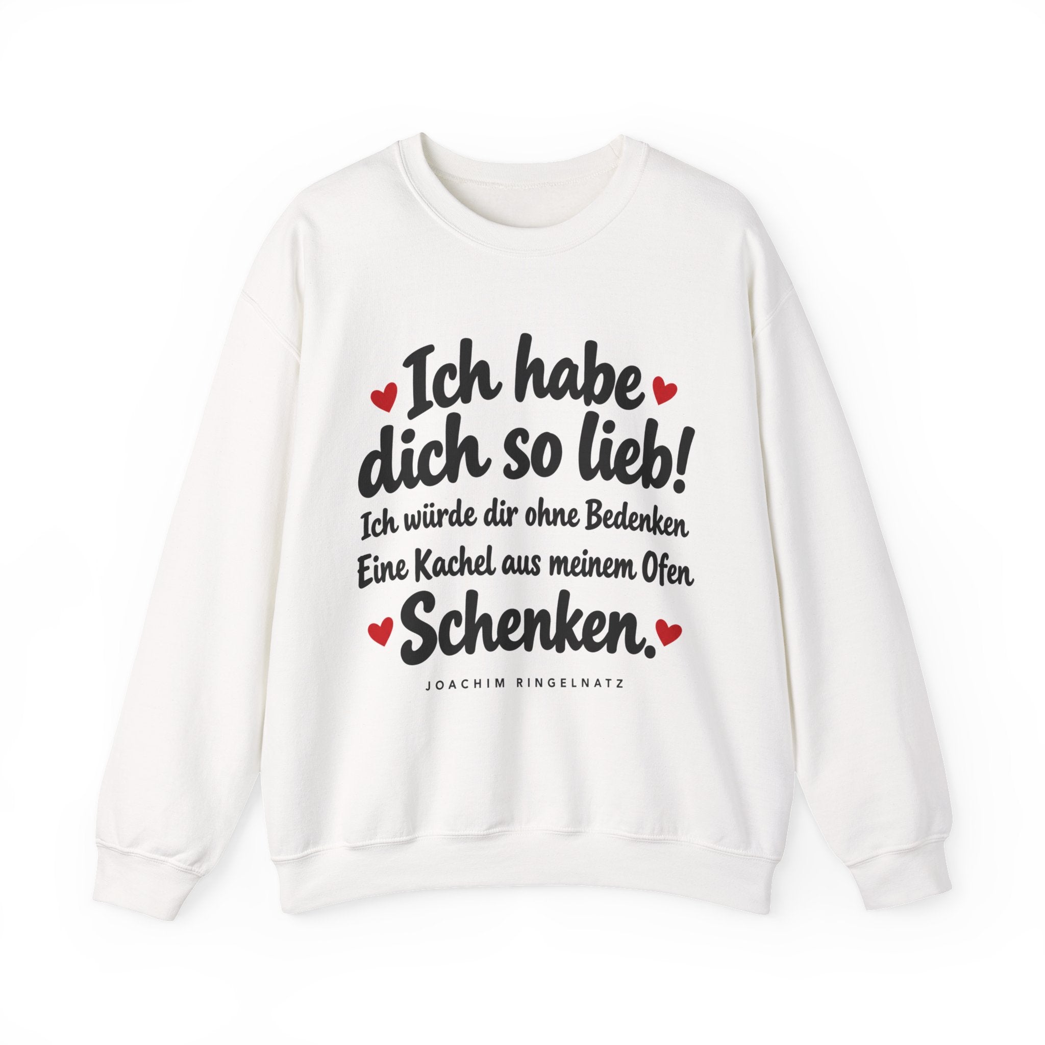 Joachim Ringelnatz: Ich habe dich so lieb – Sweatshirt in Weiß – Druck im Detail
