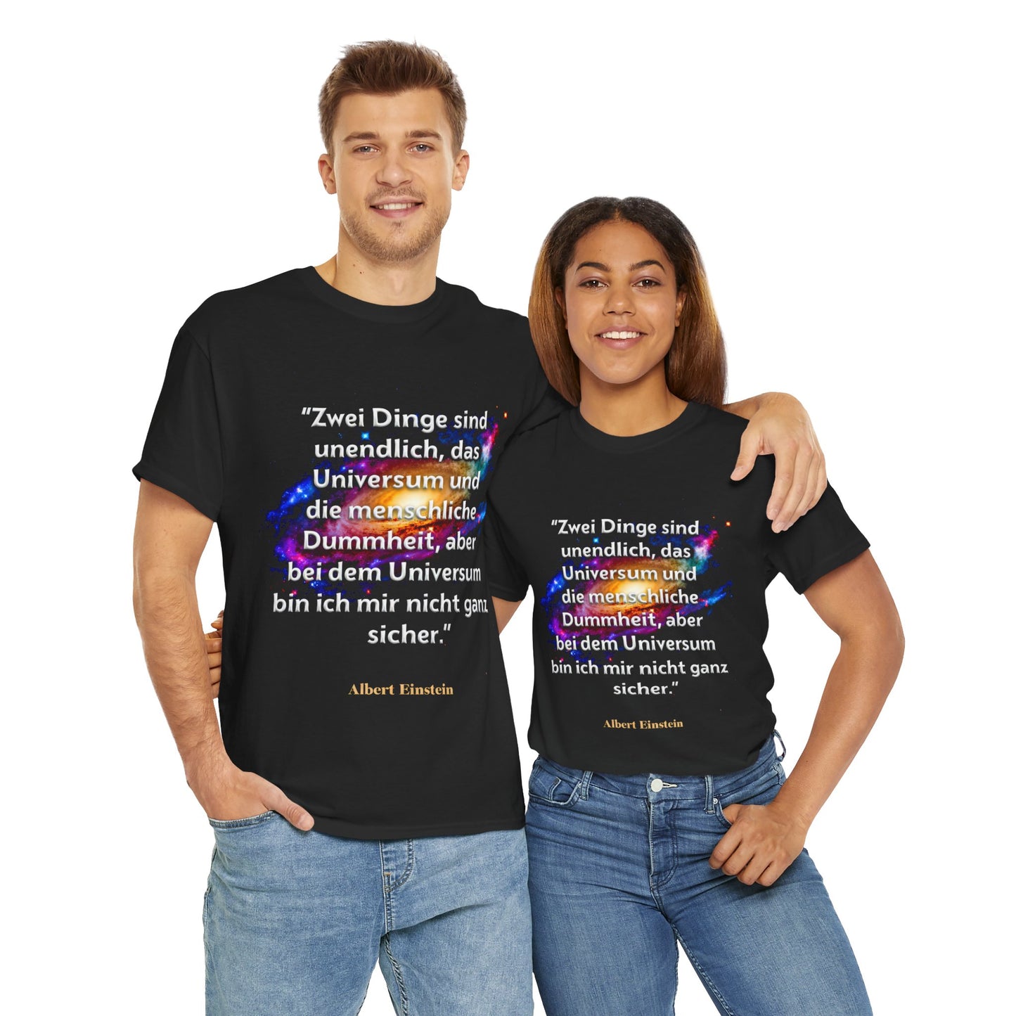 Unisex-T-Shirt aus Baumwolle - Albert Einstein | Menschliche Dummheit