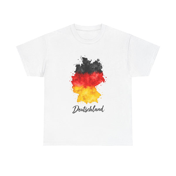 Unisex-T-Shirt aus Baumwolle - Deutschlandflagge | Aquarell-Karte
