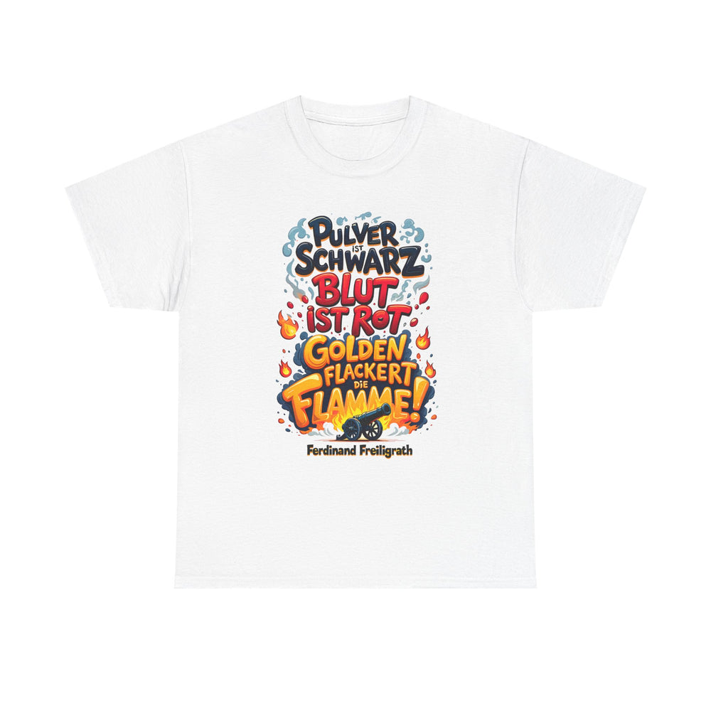 Unisex-T-Shirt aus Baumwolle - Ferdinand Freiligrath | Schwarz, Rot, Gold