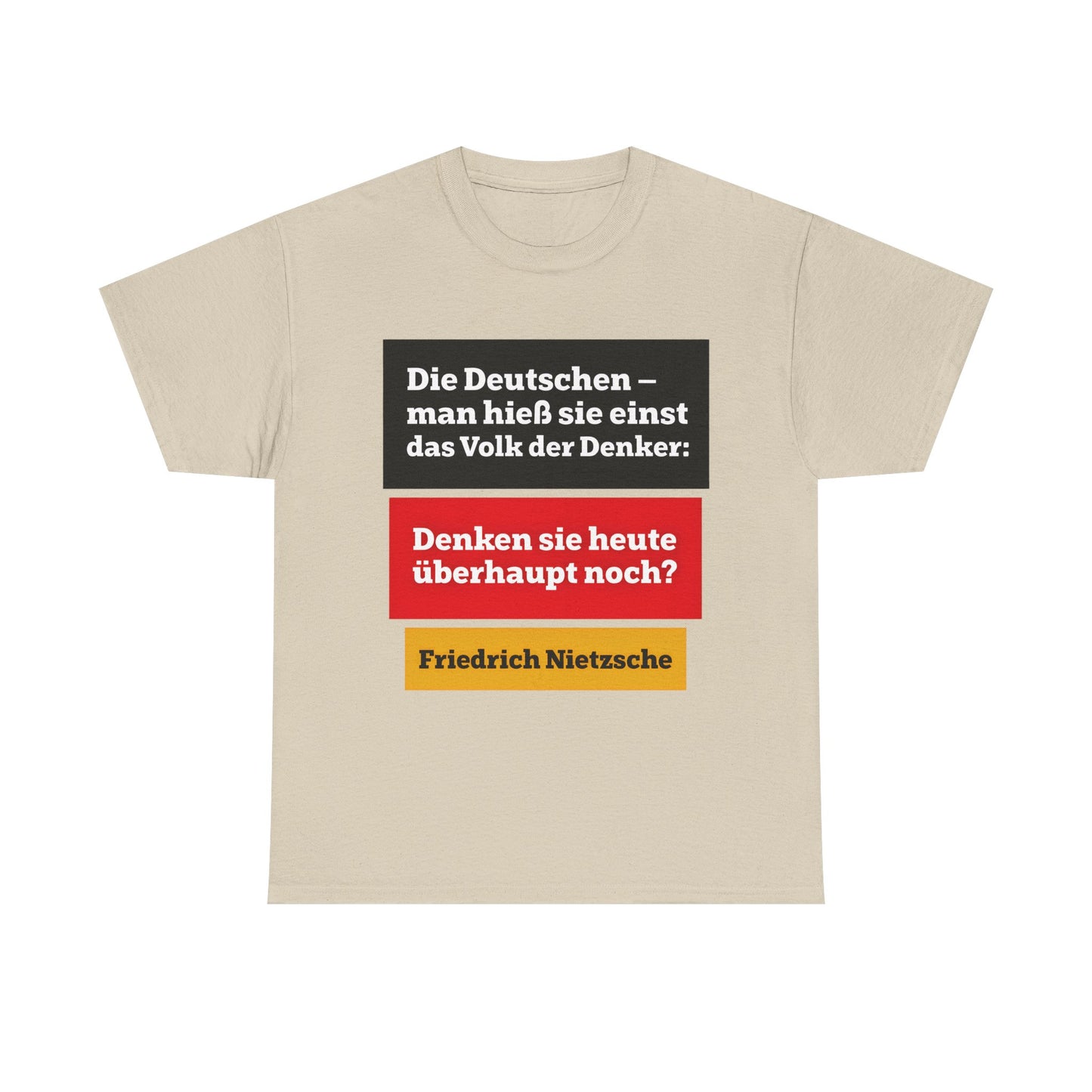 Unisex-T-Shirt aus Baumwolle - Friedrich Nietzsche | Denken sie überhaupt noch?