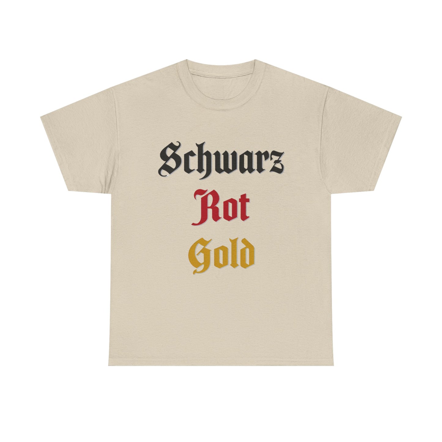 Unisex-T-Shirt aus Baumwolle - Schwarz, Rot, Gold