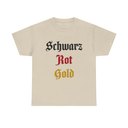 Unisex-T-Shirt aus Baumwolle - Schwarz, Rot, Gold