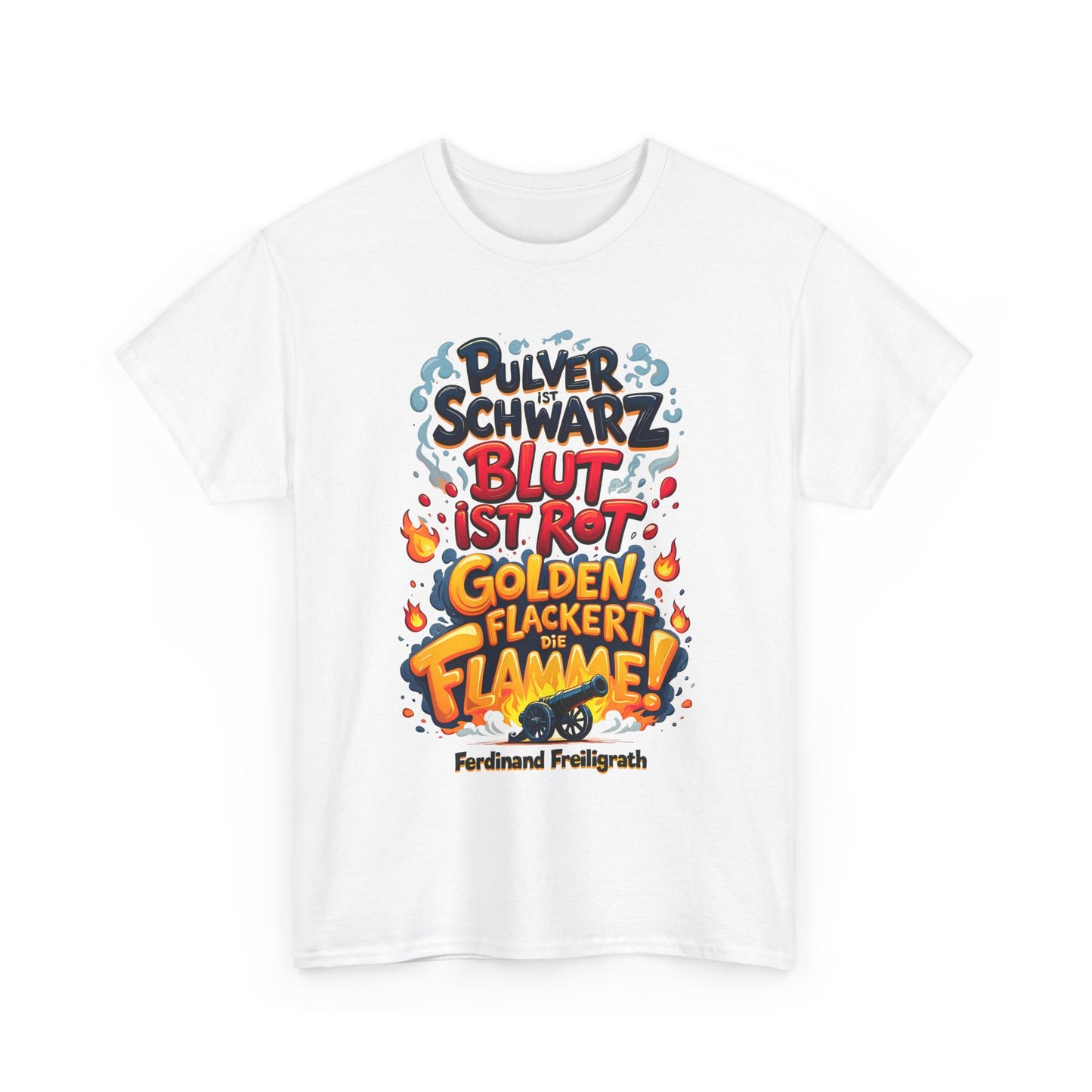 Unisex-T-Shirt aus Baumwolle - Ferdinand Freiligrath | Schwarz, Rot, Gold
