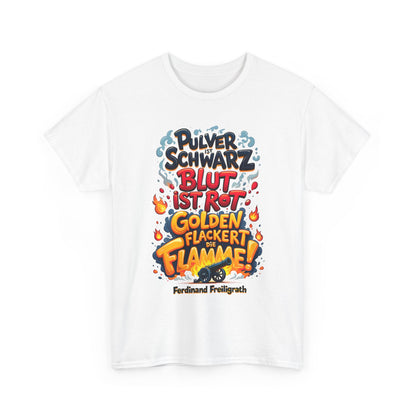 Unisex-T-Shirt aus Baumwolle - Ferdinand Freiligrath | Schwarz, Rot, Gold