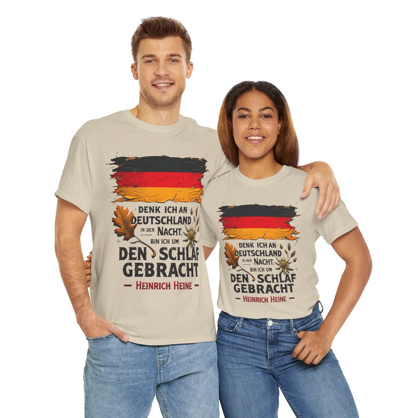 Unisex-T-Shirt aus Baumwolle - Heinrich Heine | Denk ich an Deutschland in der Nacht