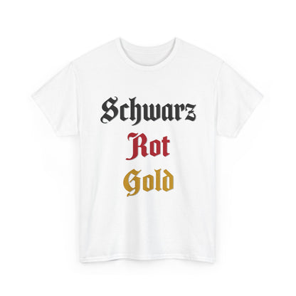 Unisex-T-Shirt aus Baumwolle - Schwarz, Rot, Gold
