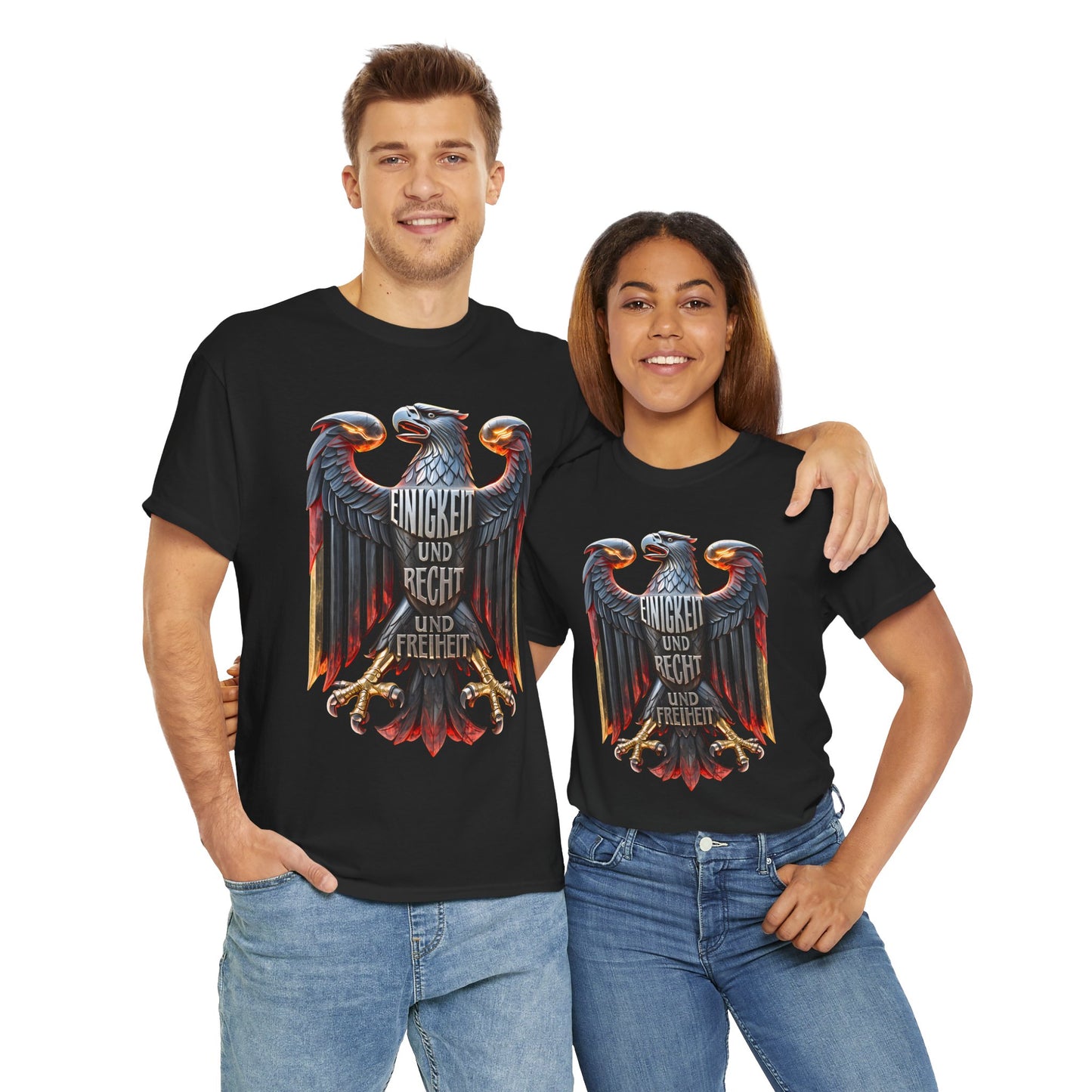 Unisex-T-Shirt aus Baumwolle - Einigkeit und Recht und Freiheit | Adler