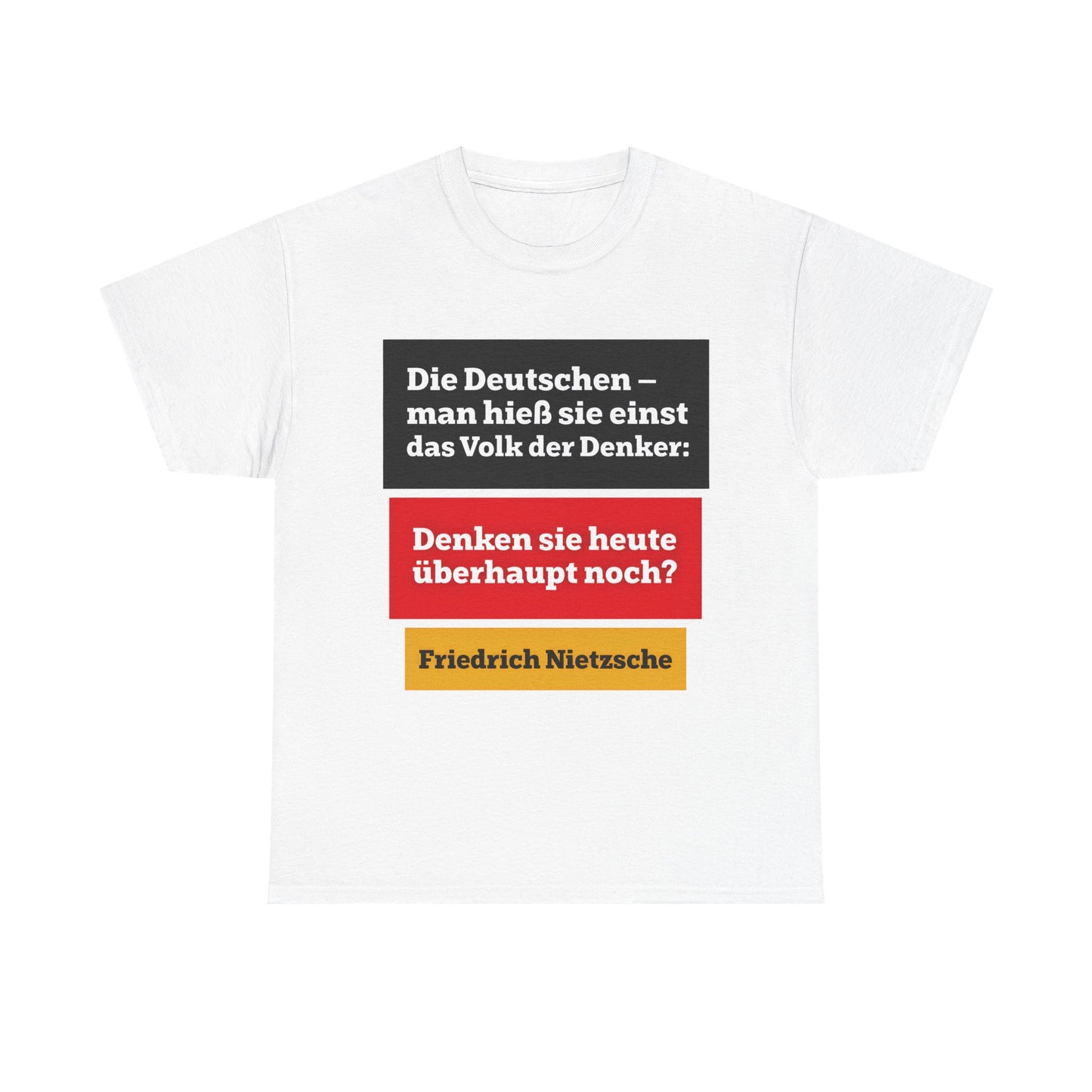 Unisex-T-Shirt aus Baumwolle - Friedrich Nietzsche | Denken sie überhaupt noch?