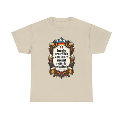 Unisex-T-Shirt aus Baumwolle - Franz Josef Strauß | Zitat: Irren ist menschlich