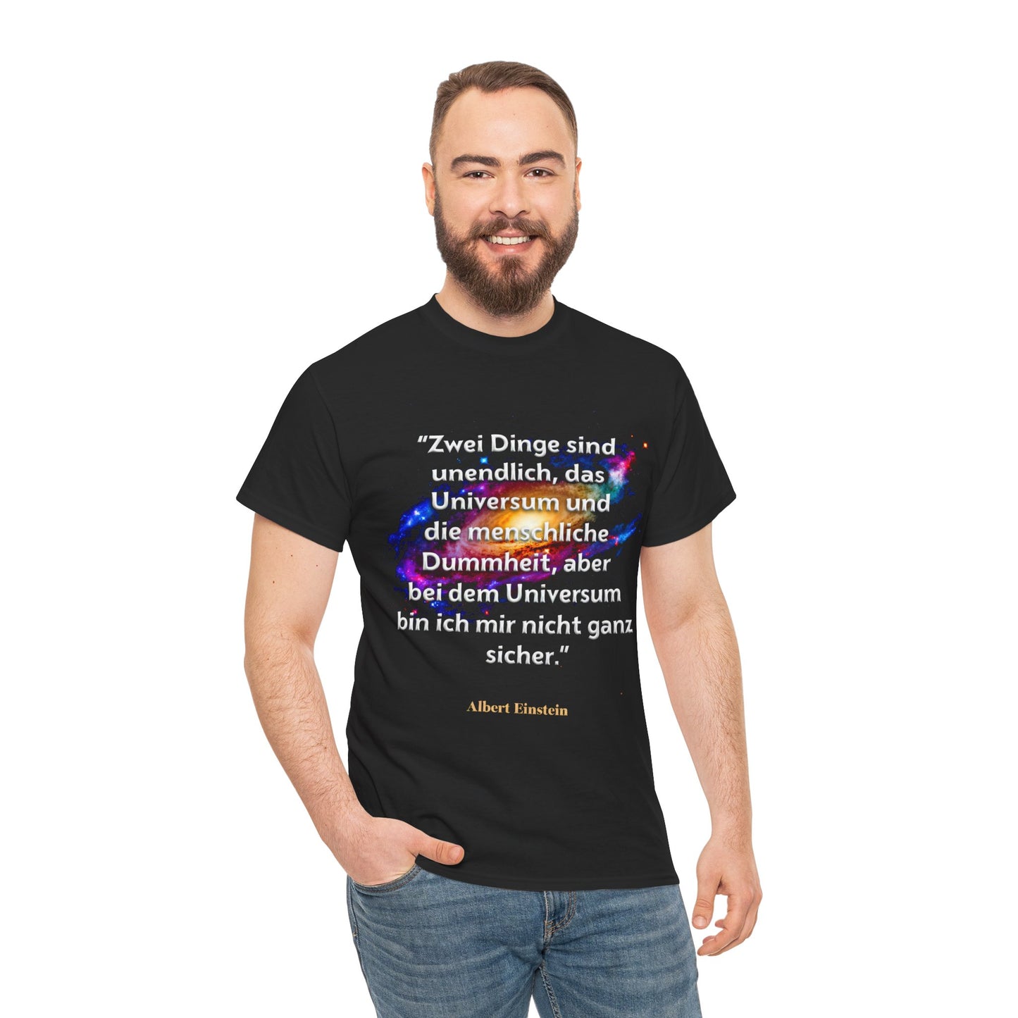 Unisex-T-Shirt aus Baumwolle - Albert Einstein | Menschliche Dummheit