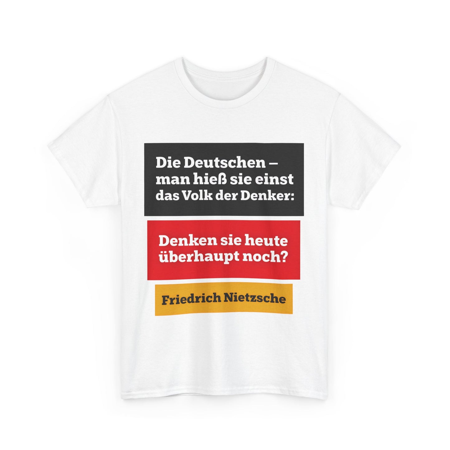 Unisex-T-Shirt aus Baumwolle - Friedrich Nietzsche | Denken sie überhaupt noch?