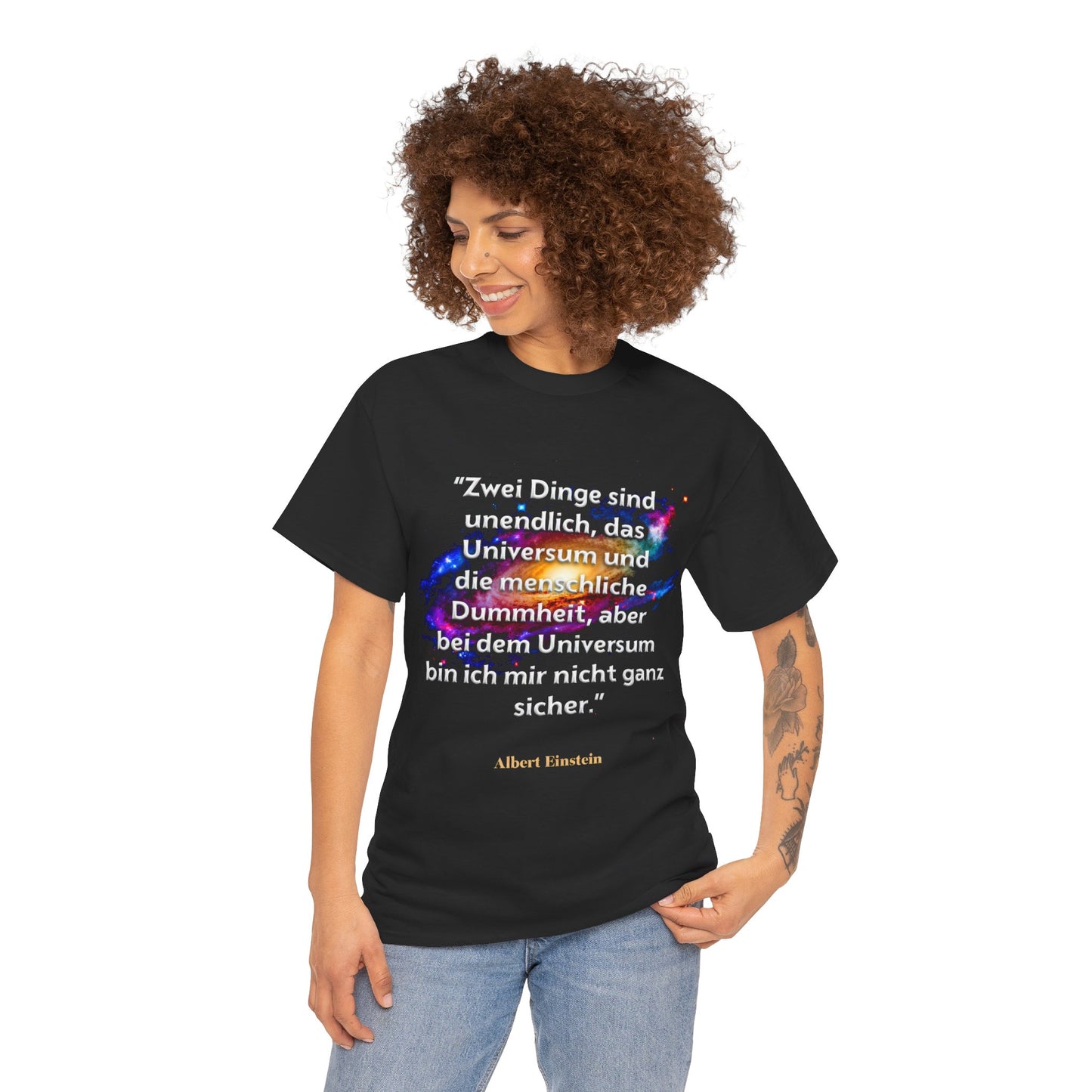 Unisex-T-Shirt aus Baumwolle - Albert Einstein | Menschliche Dummheit
