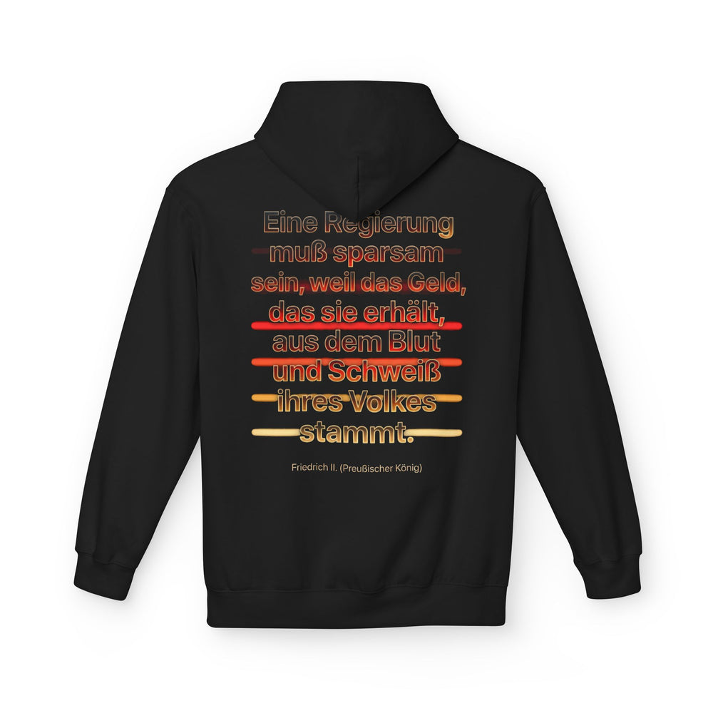 Hoodie Sweatshirt | Friedrich II. - Eine Regierung muß sparsam sein