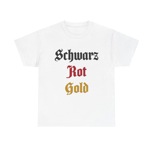 Unisex-T-Shirt aus Baumwolle - Schwarz, Rot, Gold