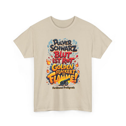 Unisex-T-Shirt aus Baumwolle - Ferdinand Freiligrath | Schwarz, Rot, Gold