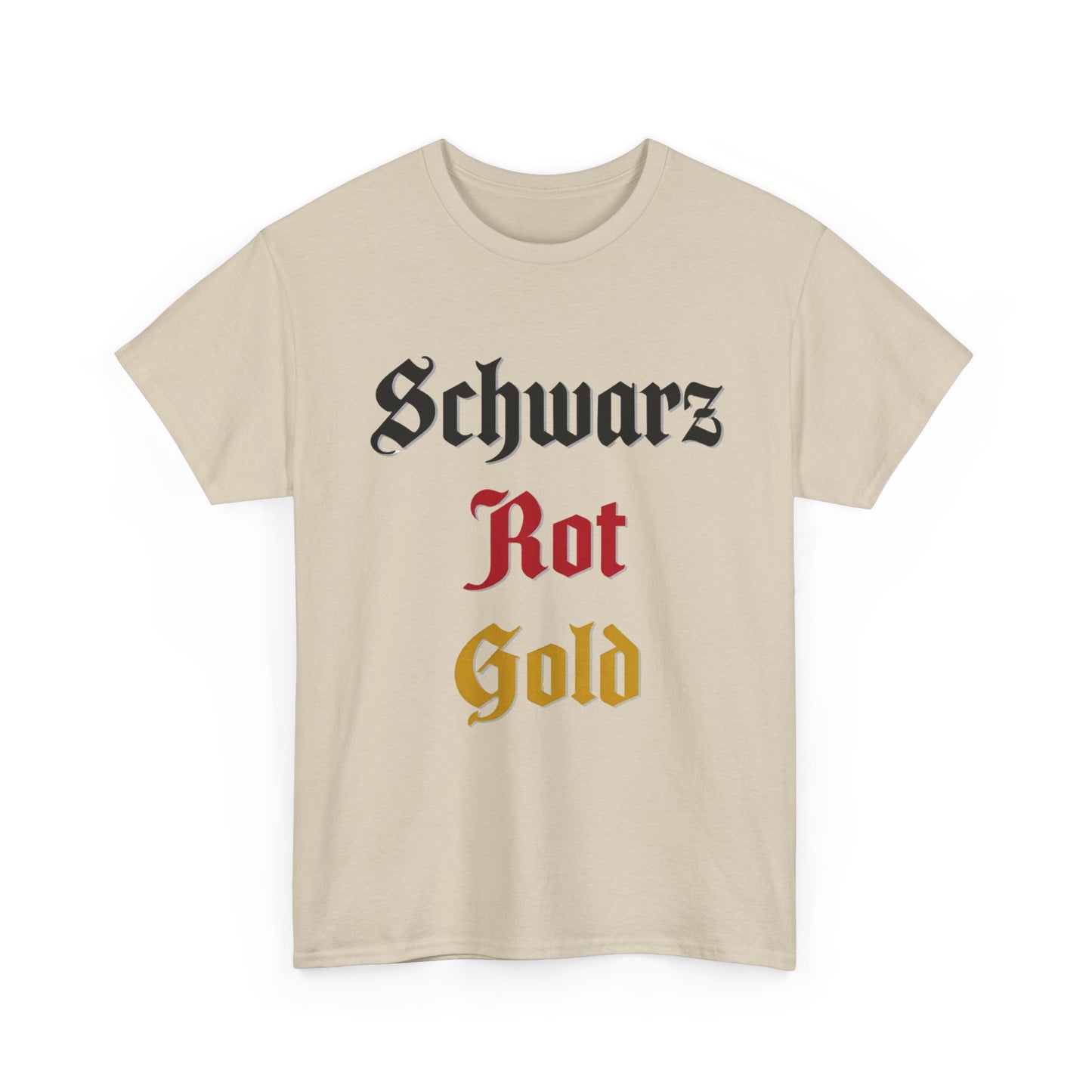 Unisex-T-Shirt aus Baumwolle - Schwarz, Rot, Gold