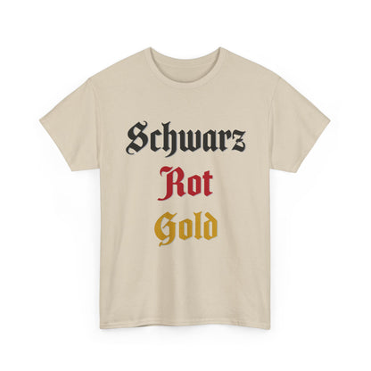 Unisex-T-Shirt aus Baumwolle - Schwarz, Rot, Gold