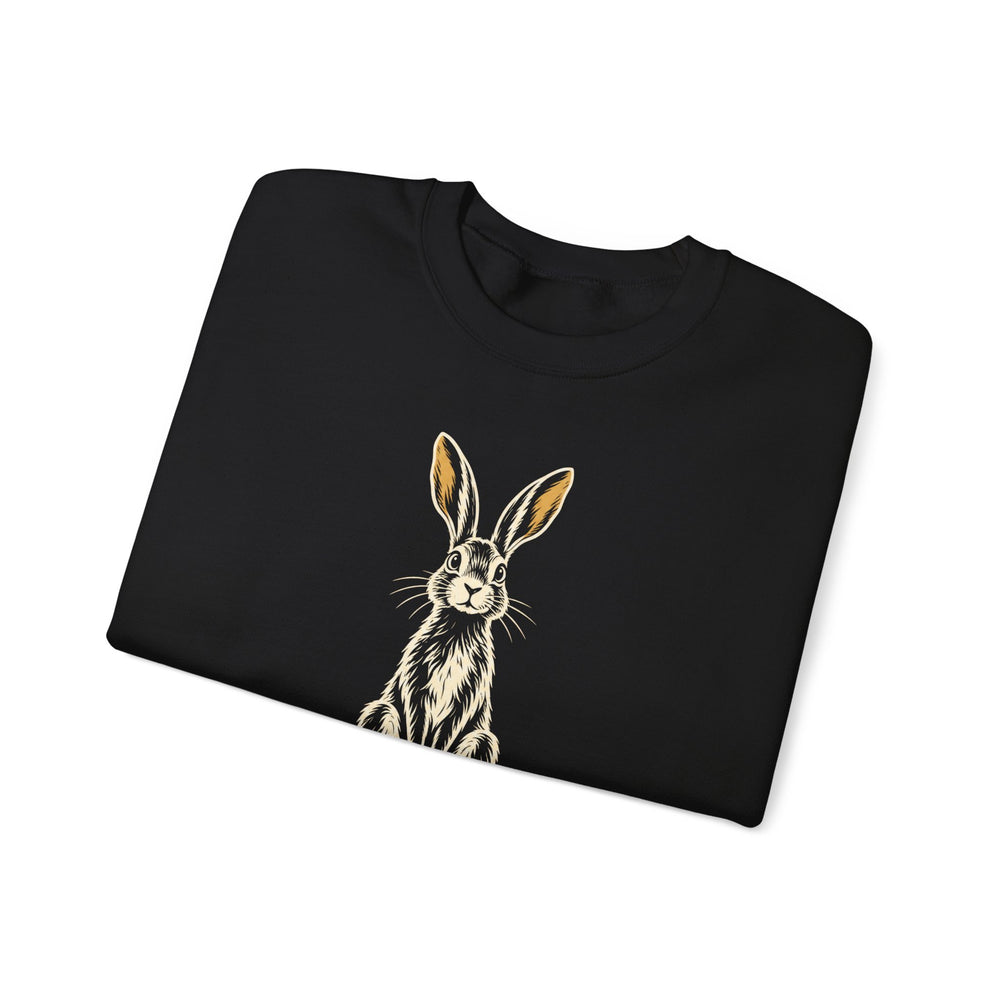 Victor Hase: „Mein Name ist Hase, ich weiß von nichts“ – Sweatshirt in Schwarz – gefaltet