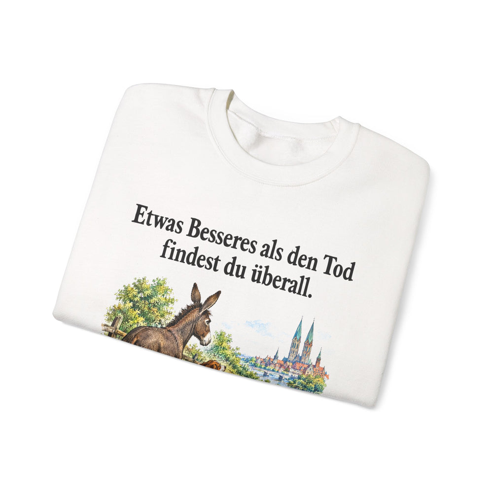 Brüder Grimm: „Etwas Besseres als den Tod findest du überall“ – Sweatshirt in Weiß – gefaltet