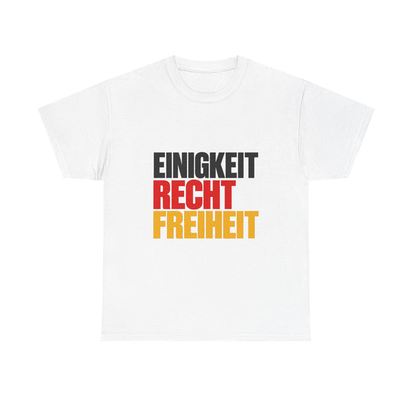 Unisex-T-Shirt aus Baumwolle - Einigkeit, Recht, Freiheit | Schwarz-Rot-Gold